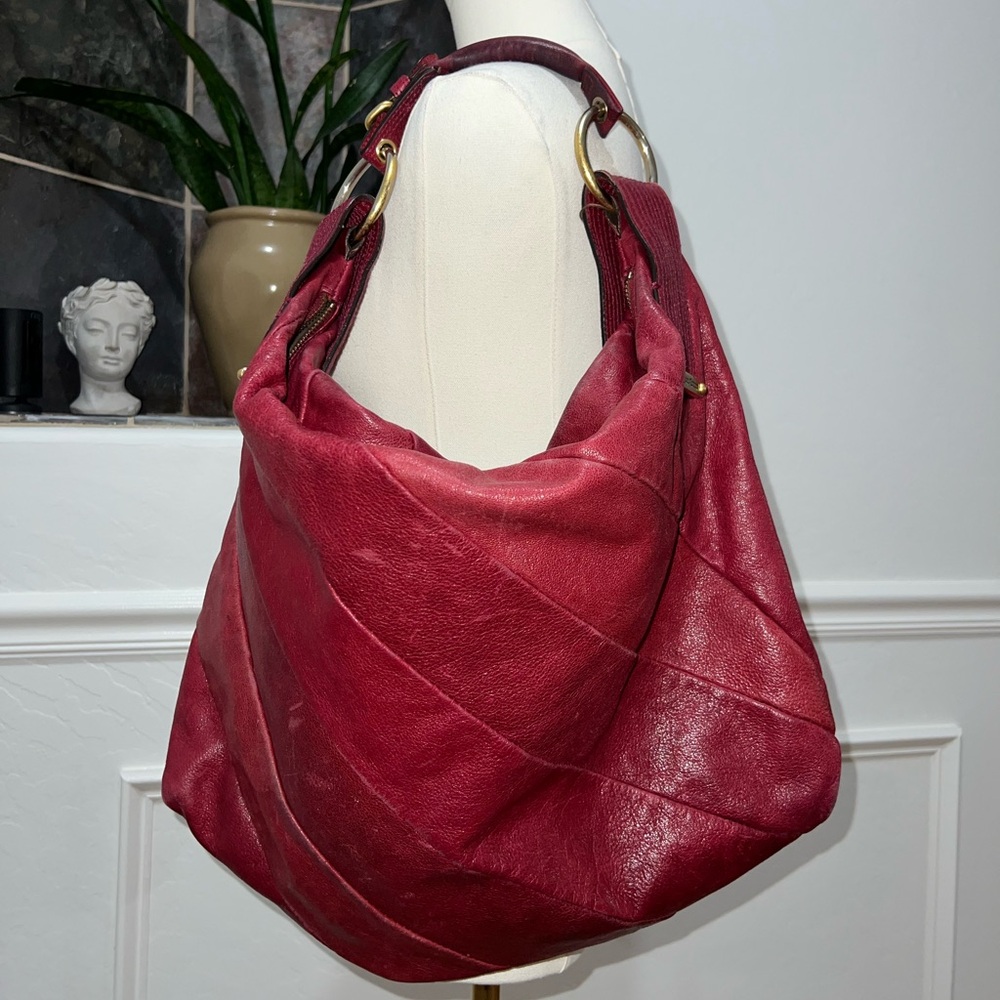 Juicy Couture Y2K Large Red Leather Shoulder Bag